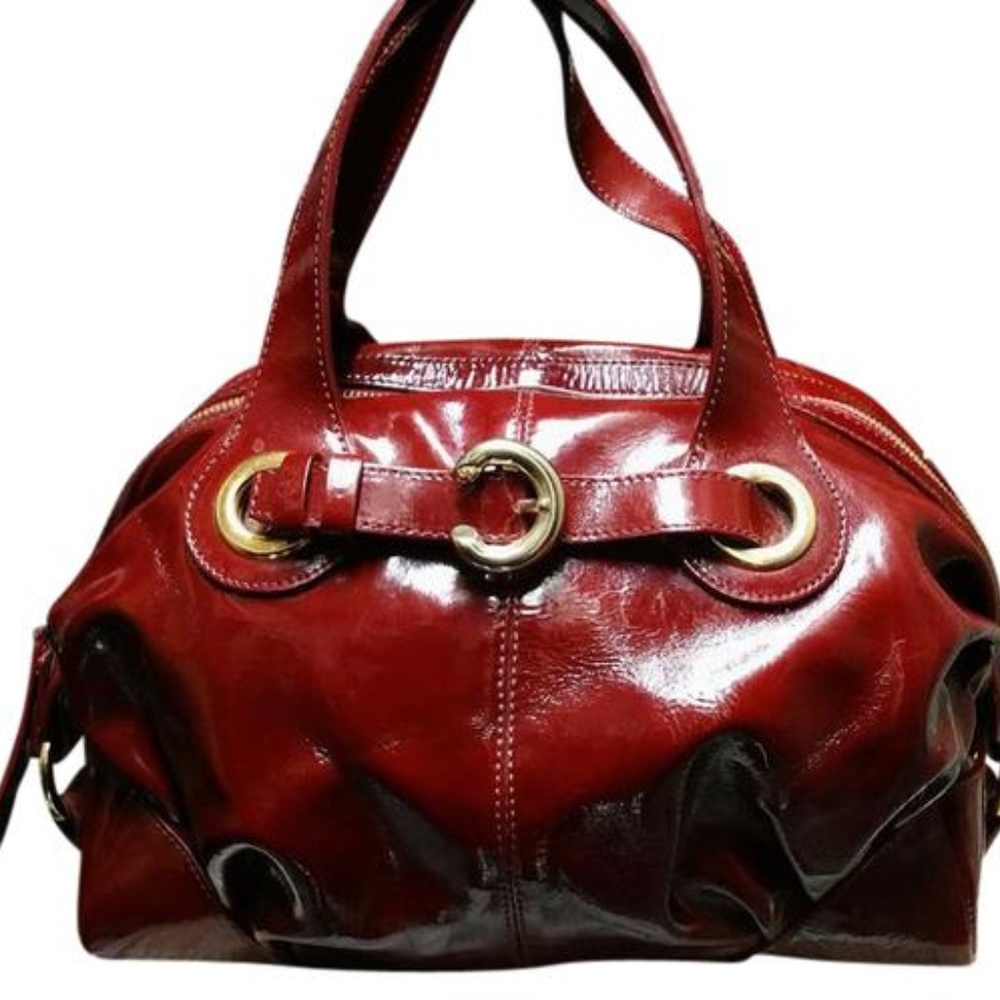 EUC Francesco Biasia cranberry patent satchel
